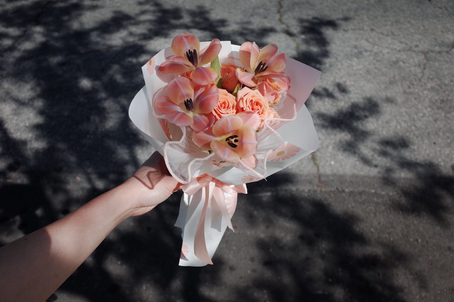 Petite Peach Rose & Tulip Bouquet