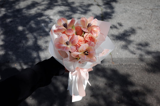 Petite Peach Rose & Tulip Bouquet