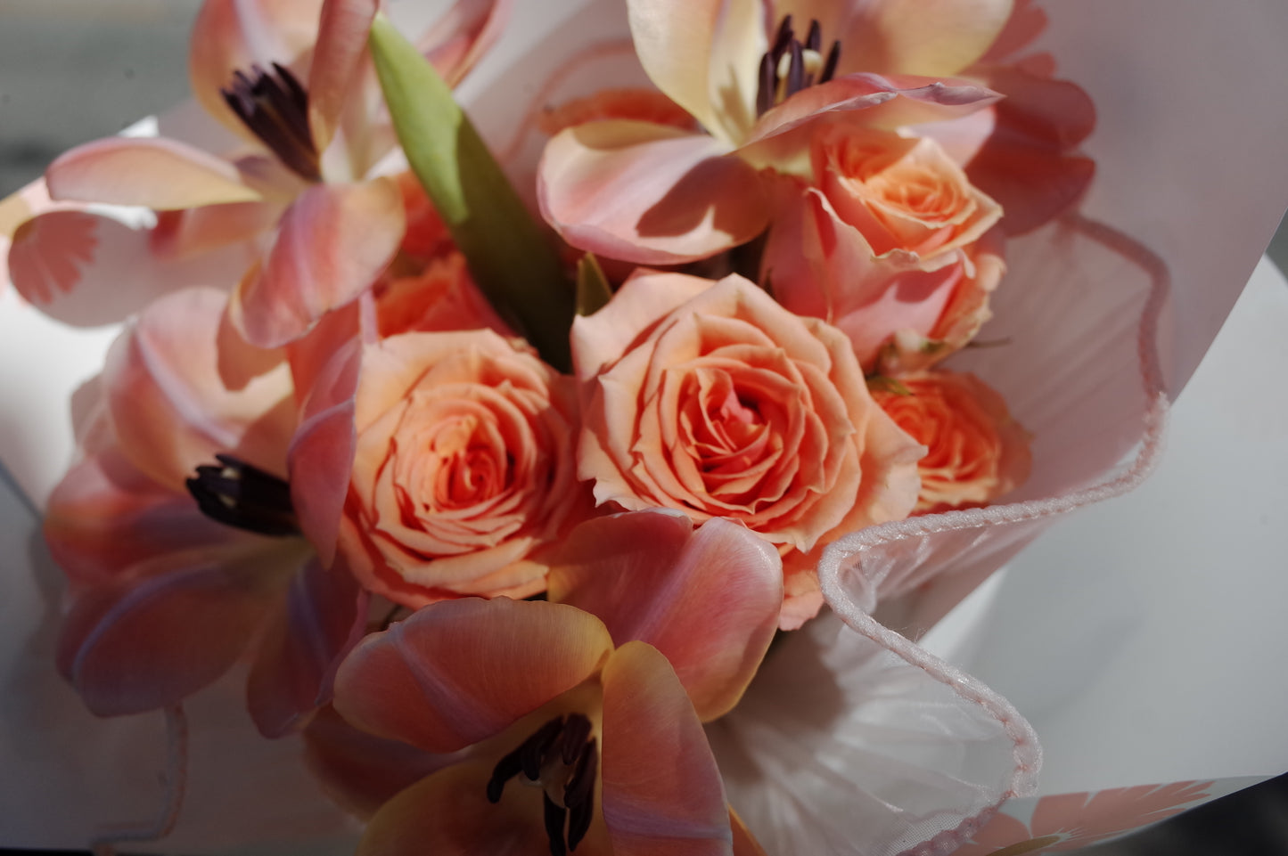 Petite Peach Rose & Tulip Bouquet